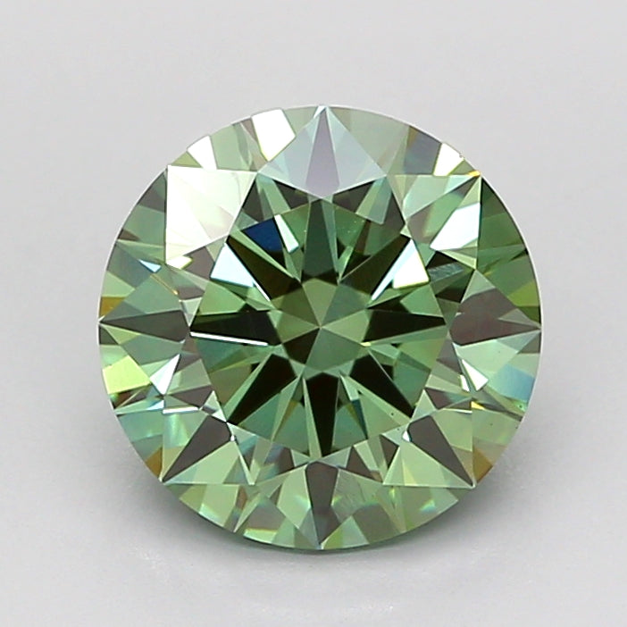 Diamant rond cultivé en laboratoire de 2,09 carats VVS2, vert vif fantaisie