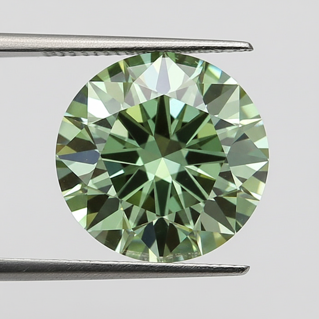 Diamant rond cultivé en laboratoire de 2,09 carats, VVS2/vert vif fantaisie