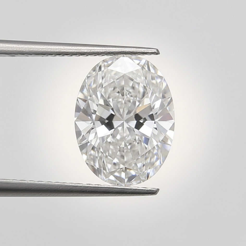 Diamante cultivado em laboratório com corte oval de 2,0 quilates, VS1/E