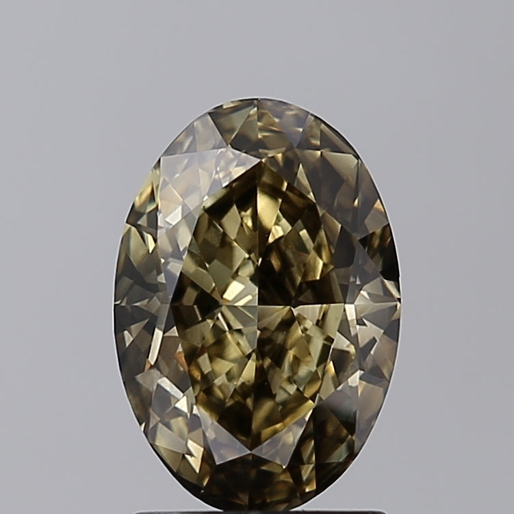 2.11 Carat Oval Cut Lab Grown Diamond VS1 FANCY GREYISH YELLOW