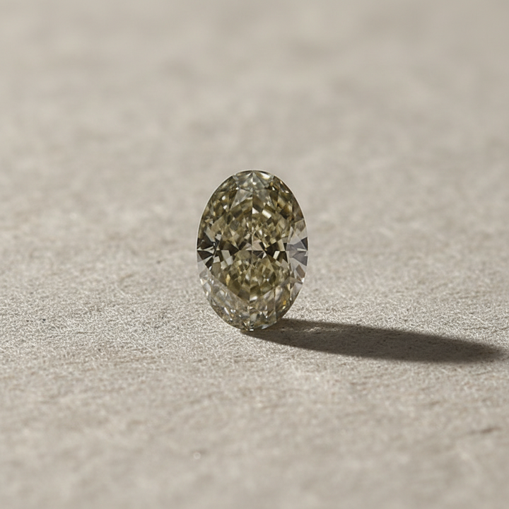 2.11 Carat Oval Cut Lab Grown Diamond, VS1/FANCY GREYISH YELLOW