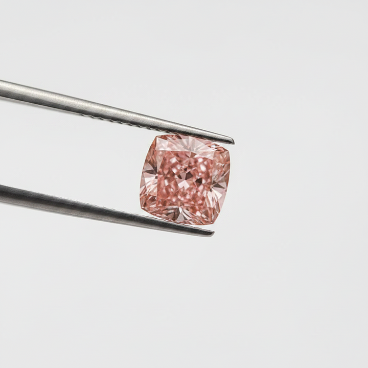 2,13 karaats kussen gemodificeerde lab-grown diamant, VS1/fancy intens roze