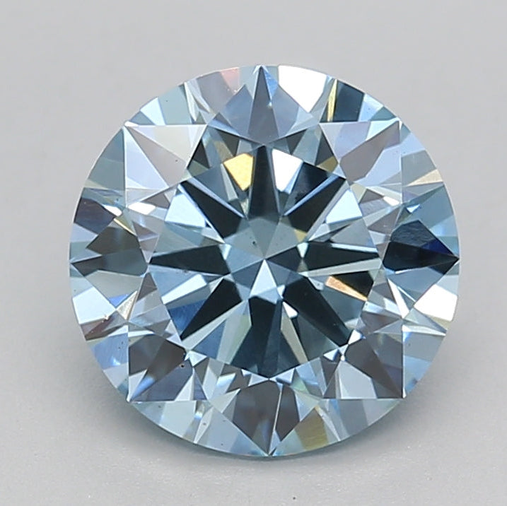 2.20 Carat Round Lab Grown Diamond VS2 FANCY VIVID BLUE