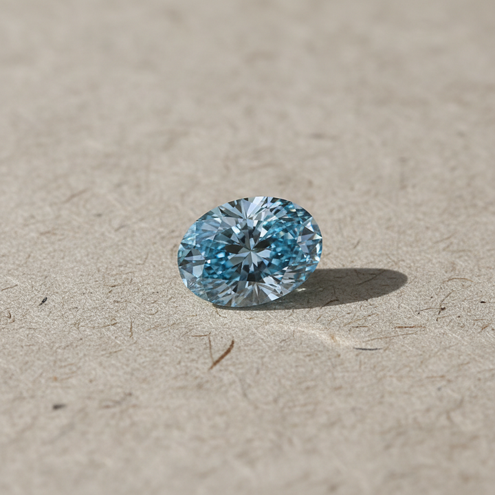 2.21 Carat Oval Cut Lab Grown Diamond, VS1/FANCY VIVID BLUE