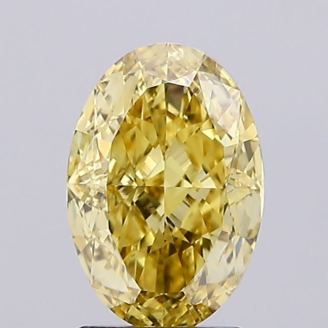 2.21 Carat Oval Lab Grown Diamond VVS2 Fancy Intense Yellow