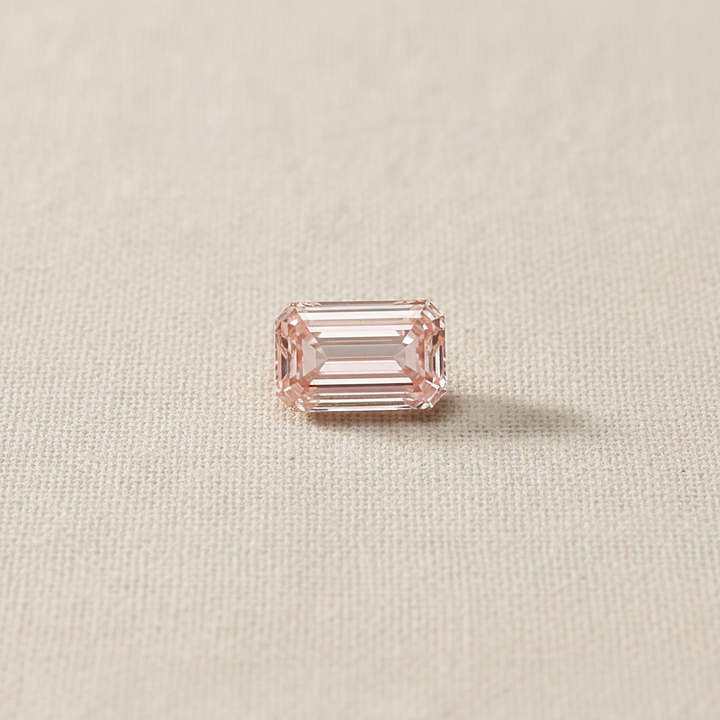 2.22 Carat Emerald Cut Lab Grown Diamond, VS1/Fancy Intense Pink