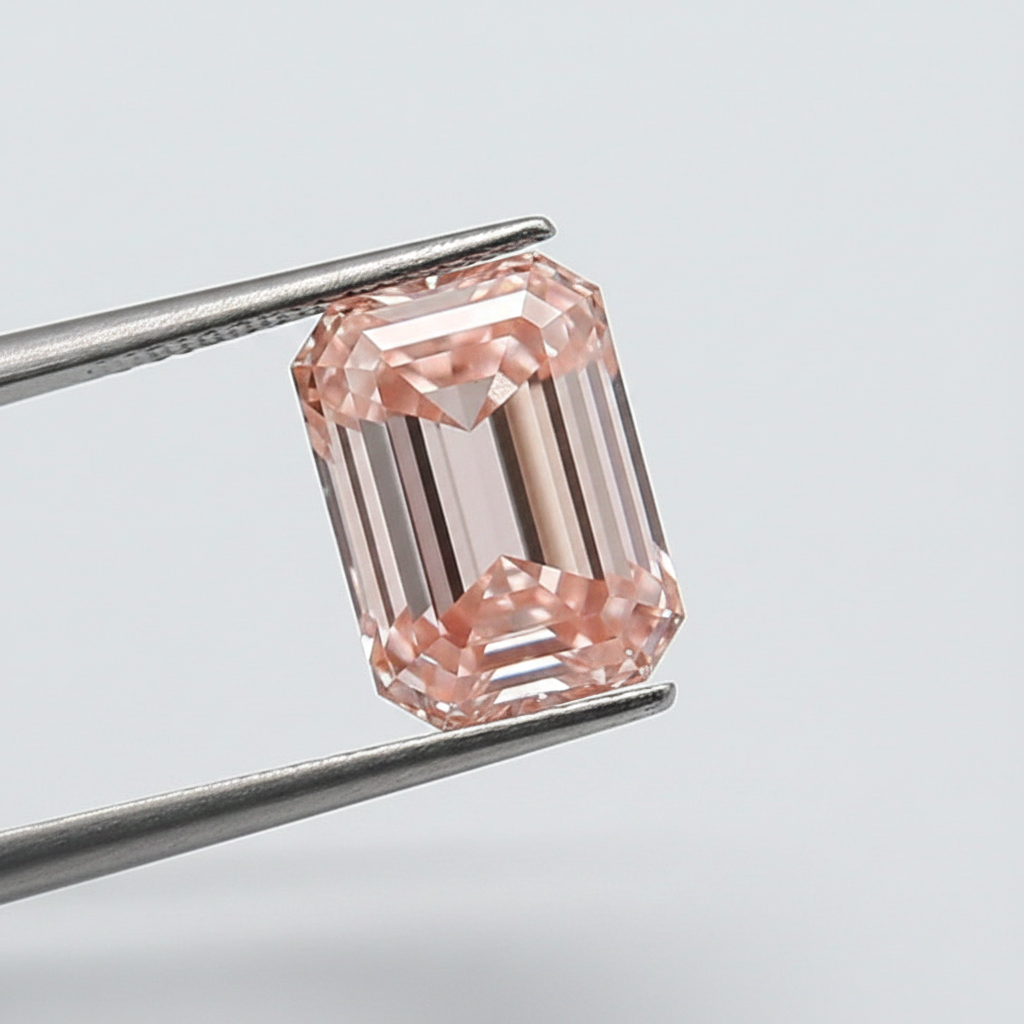 2.22 Carat Emerald Cut Lab Grown Diamond, VS1/Fancy Intense Pink