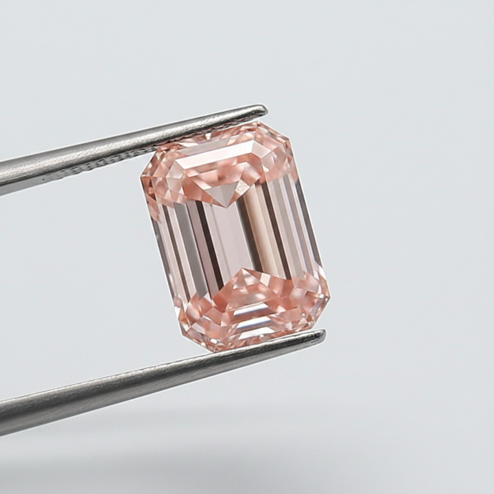 2.22 Carat Emerald Cut Lab Grown Diamond, VS1/Fancy Intense Pink