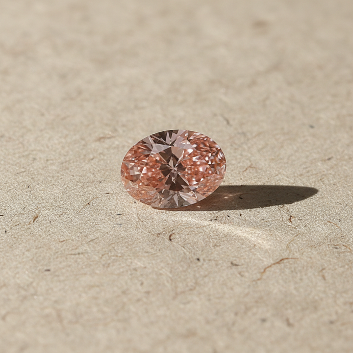 2,22 karaat ovaal geslepen lab-grown diamant, VS1/FANCY LEVENDIG ROZE