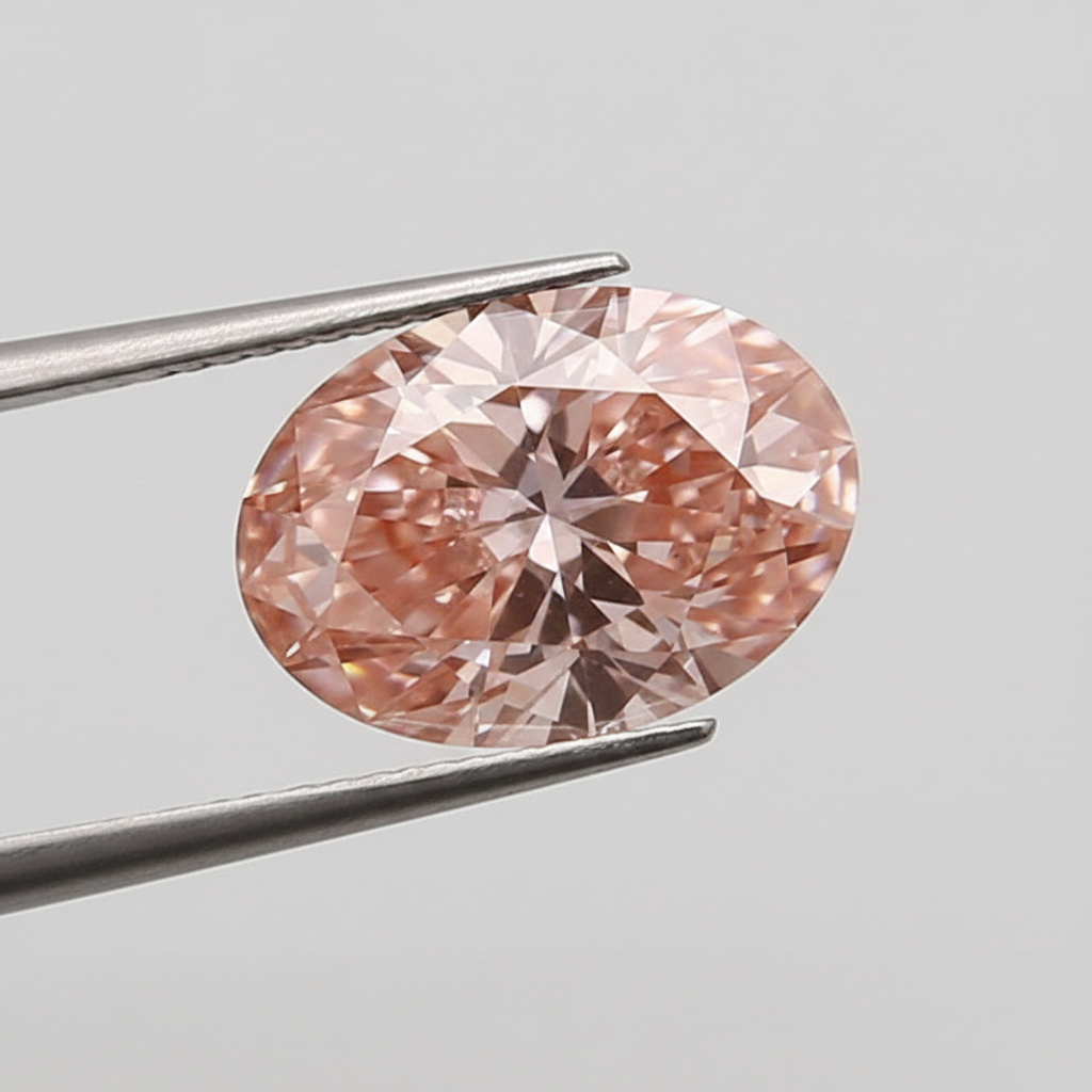 2,22 karaat ovaal geslepen lab-grown diamant, VS1/FANCY LEVENDIG ROZE