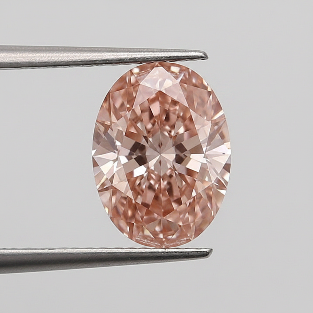 2,23 karaat ovaal geslepen lab-grown diamant, VS1/FANCY LEVENDIG ROZE