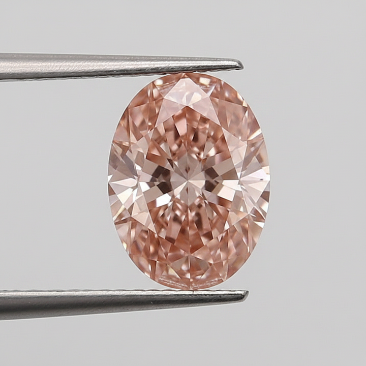 2,23 karaat ovaal geslepen lab-grown diamant, VS1/FANCY LEVENDIG ROZE