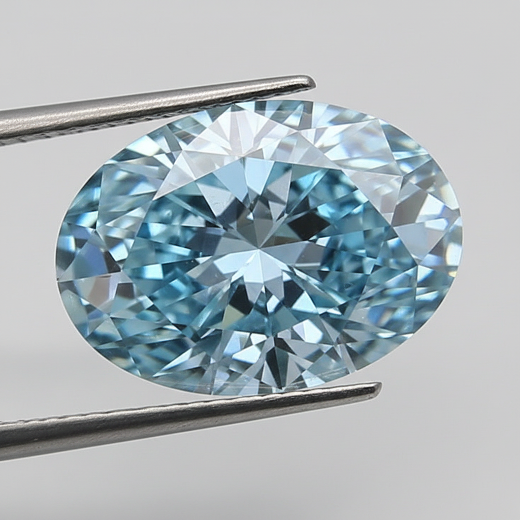 2.26 Carat Oval Cut Lab Grown Diamond, VS1/FANCY VIVID BLUE