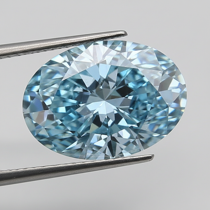 2.26 Carat Oval Cut Lab Grown Diamond, VS1/FANCY VIVID BLUE