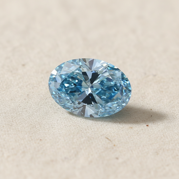 2.28 Carat Oval Cut Lab Grown Diamond, VS1/FANCY VIVID BLUE