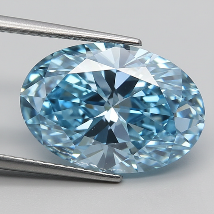 2.28 Carat Oval Cut Lab Grown Diamond, VS1/FANCY VIVID BLUE