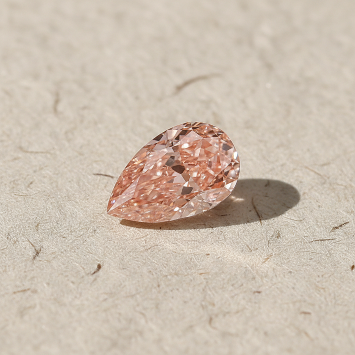 2.28 Carat Pear Cut Lab Grown Diamond VS1 Fancy Intense Orangy Pink IGI Certified
