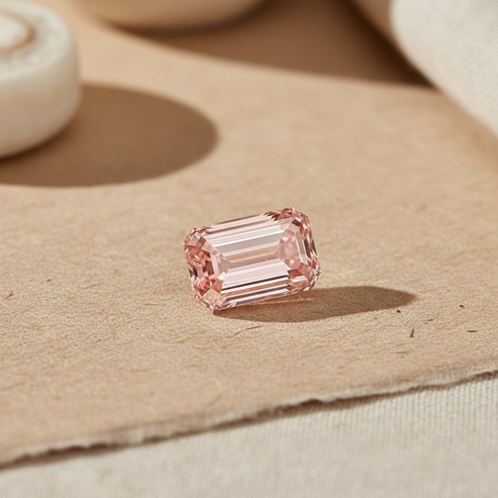 2.32 Carat Emerald Cut Lab Grown Diamond, VS1/Fancy Intense Pink