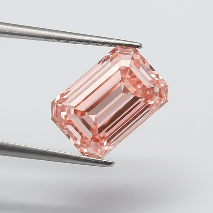 2.32 Carat Emerald Cut Lab Grown Diamond, VS1/Fancy Intense Pink