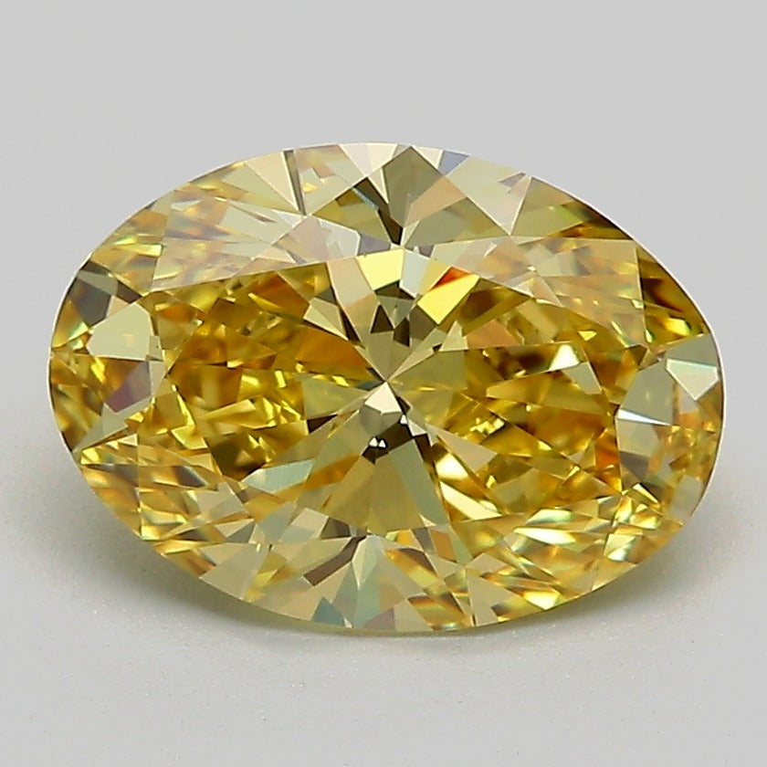 Diamant ovale de 2,33 carats cultivé en laboratoire VS1 Jaune vif fantaisie