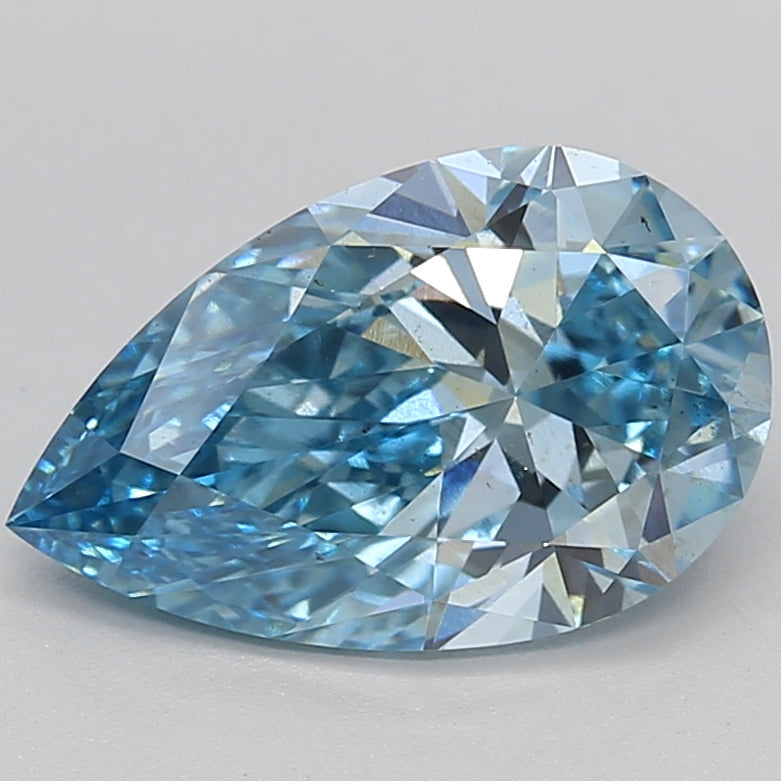 2.34 Carat Pear Lab Grown Diamond VS2 FANCY VIVID BLUE