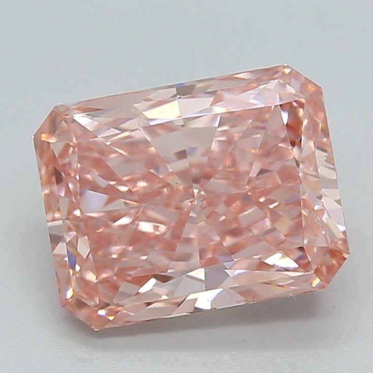 2.45 Carat Radiant Cut Lab Grown Diamond VS1 FANCY VIVID PINK