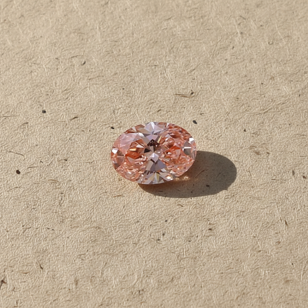 2.46 Carat Oval Cut Lab Grown Diamond, VS1/FANCY VIVID PINK