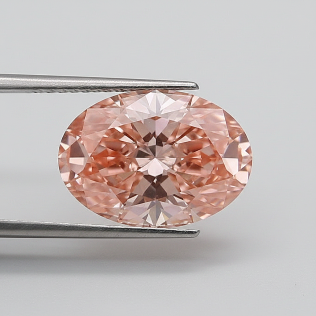 2.46 Carat Oval Cut Lab Grown Diamond, VS1/FANCY VIVID PINK