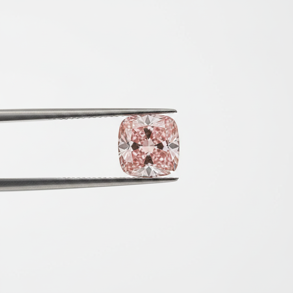 2,50 karaat kussen vierkant Lab Grown Diamond, VS1/Fancy Vivid Pink