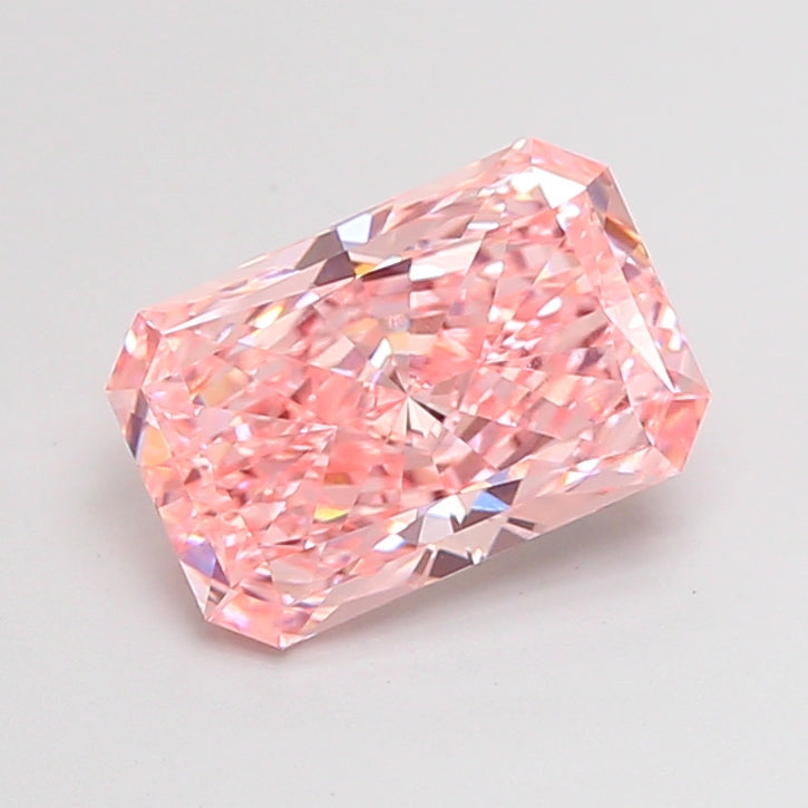 2.50 Carat Radiant Lab Grown Diamond VVS1 Fancy Vivid Pink