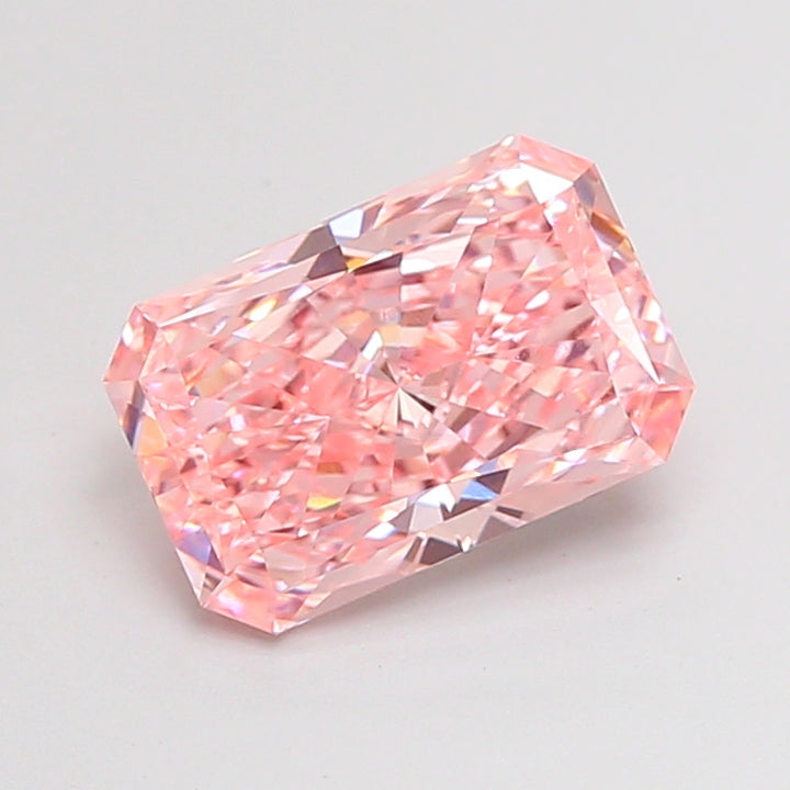 2.50 Carat Radiant Lab Grown Diamond VVS1 Fancy Vivid Pink