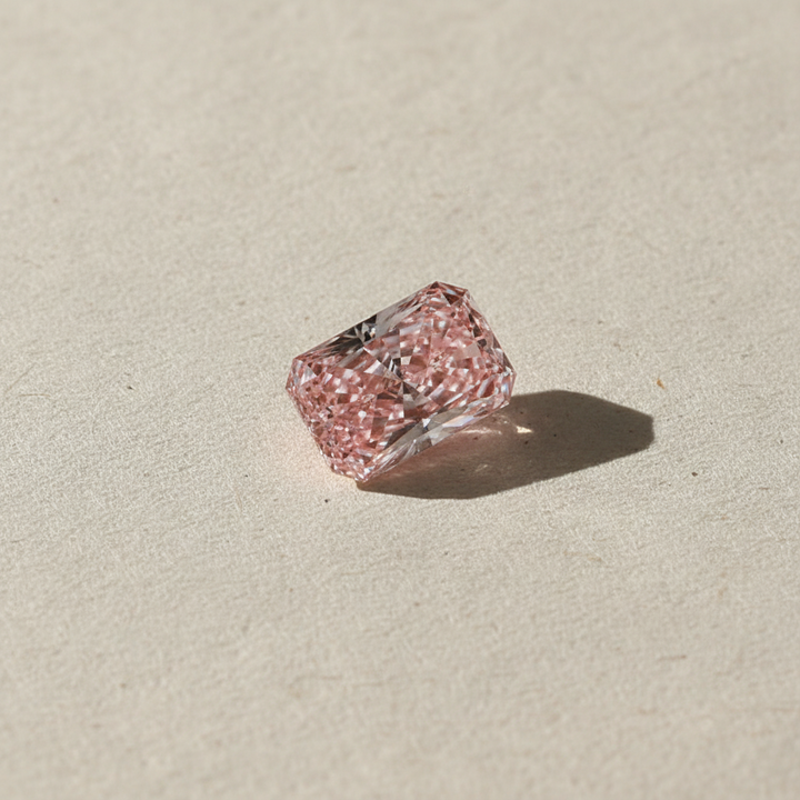 2.50 Carat Radiant Lab Grown Diamond, VVS1/Fancy Vivid Pink