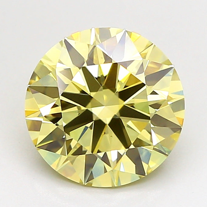 2.50 Carat Round Lab Grown Diamond VS1 Fancy Light Yellow