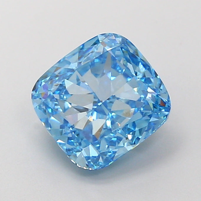 Diamante cultivado en laboratorio cuadrado tipo cojín de 2,51 quilates VVS1 azul intenso elegante