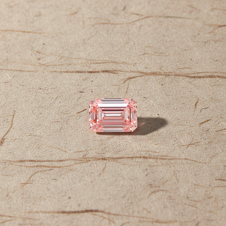 2.54 Carat Emerald Cut Lab Grown Diamond, VS1/Fancy Vivid Pink