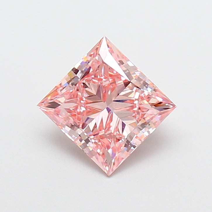 2.54 Carat Princess Cut Lab Grown Diamond VS1Fancy Intense Pink