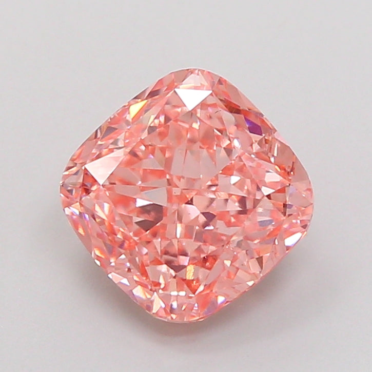 2.55 Carat Cushion Square Lab Grown Diamond VS1Fancy Vivid Pink