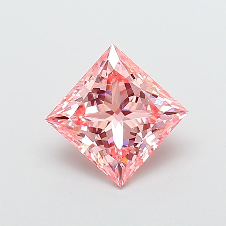 2.59 Carat Princess Cut Lab Grown Diamond VS1Fancy Vivid Pink