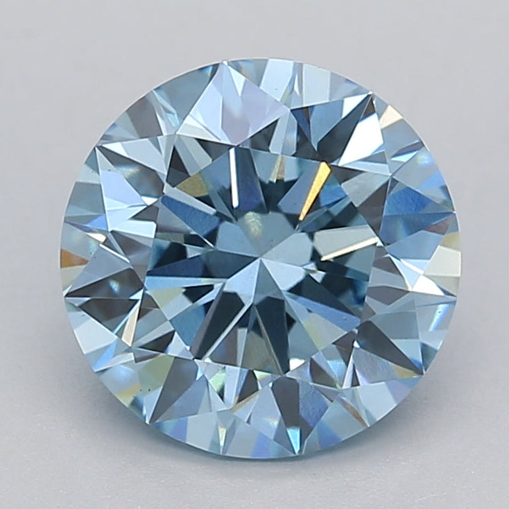 Diamant rond cultivé en laboratoire de 2,61 carats VS1 FANCY VIVID BLUE