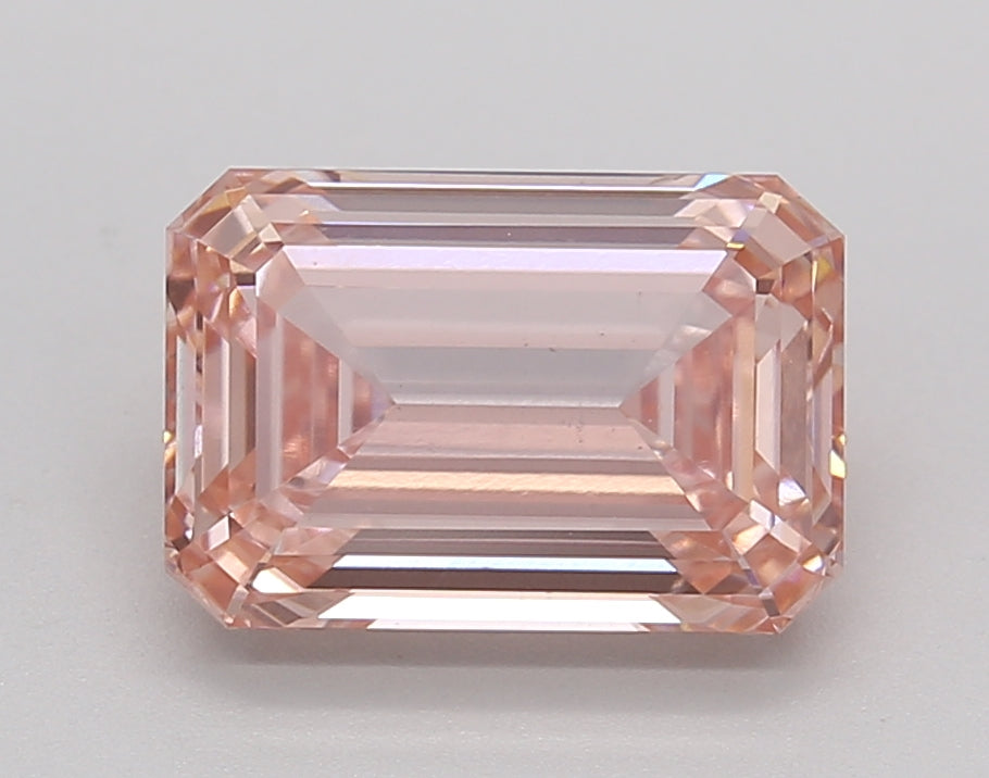 2.67 ct. Emerald Cut Lab Grown Diamond, IGI Certified, Fancy Intense Pink Color VS1 Clarity