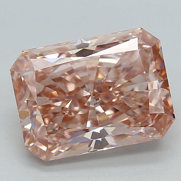2.72 Carat Radiant Cut Lab Grown Diamond VS2 FANCY VIVID PINK
