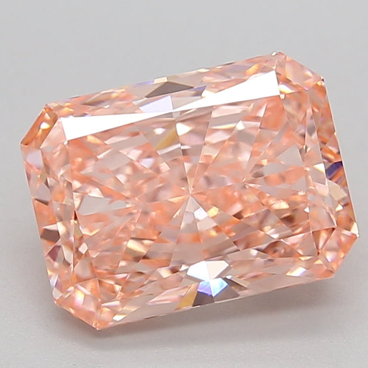 2.75 Carat Radiant Cut Lab Grown Diamond VVS2 FANCY VIVID PINK