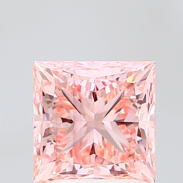 2.77 Carat Princess Cut Lab Grown Diamond VS1Fancy Vivid Pink