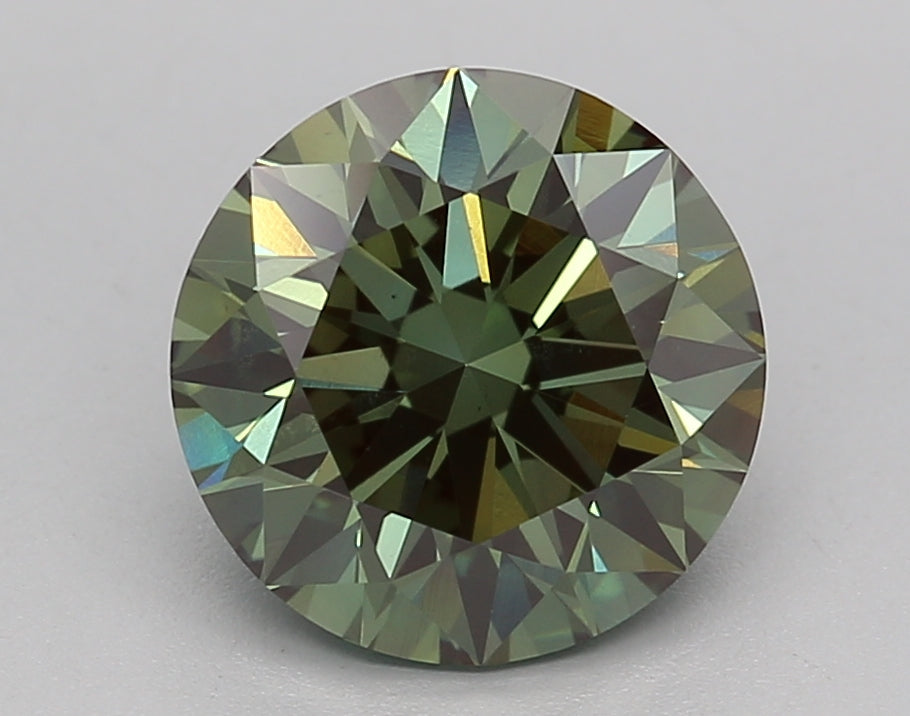 2.81 CT IGI Certified Round Cut Lab-Grown Diamond - VS1 Clarity, Fancy Vivid Green