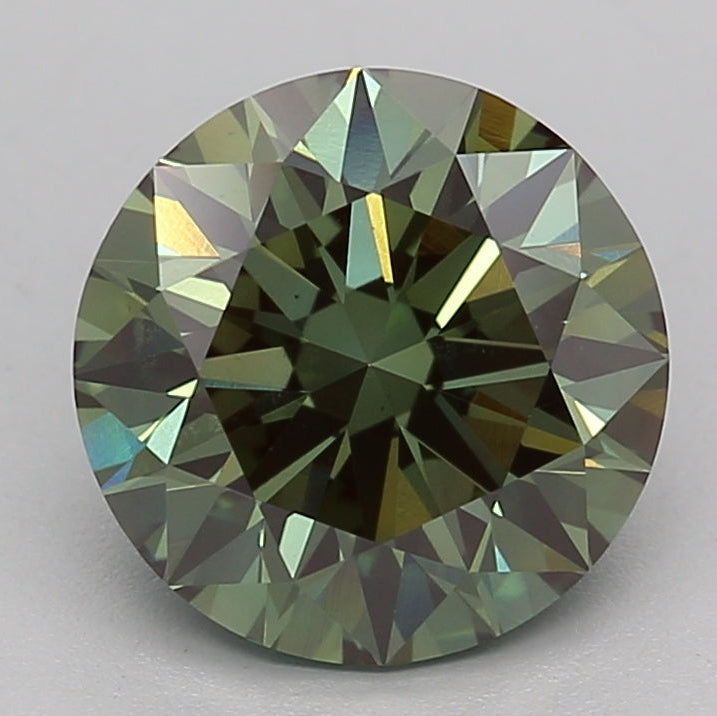 2.81 Carat Round Lab Grown Diamond VS1 FANCY VIVID GREEN
