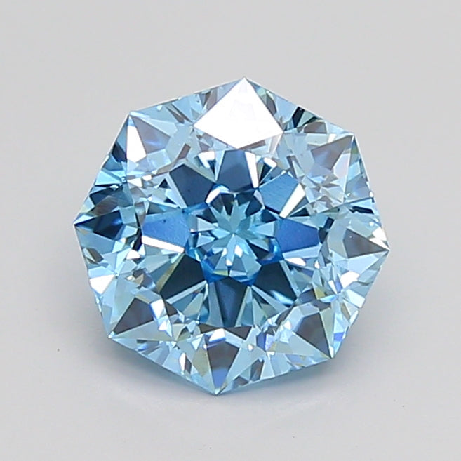 2.87 Carat Octagonal Cut Lab Grown Diamond VS1Fancy Vivid Blue