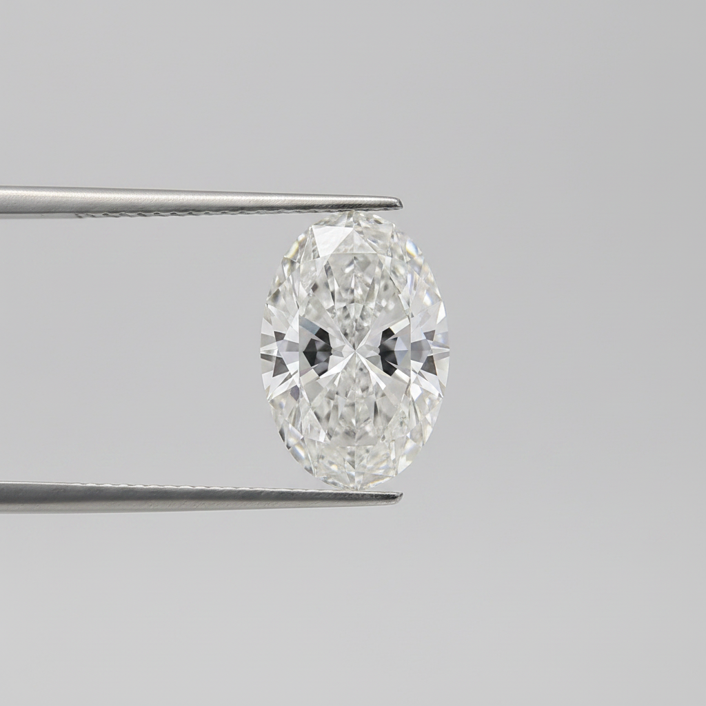 8,08 karaat ovale lab-grown diamant, VS1/F