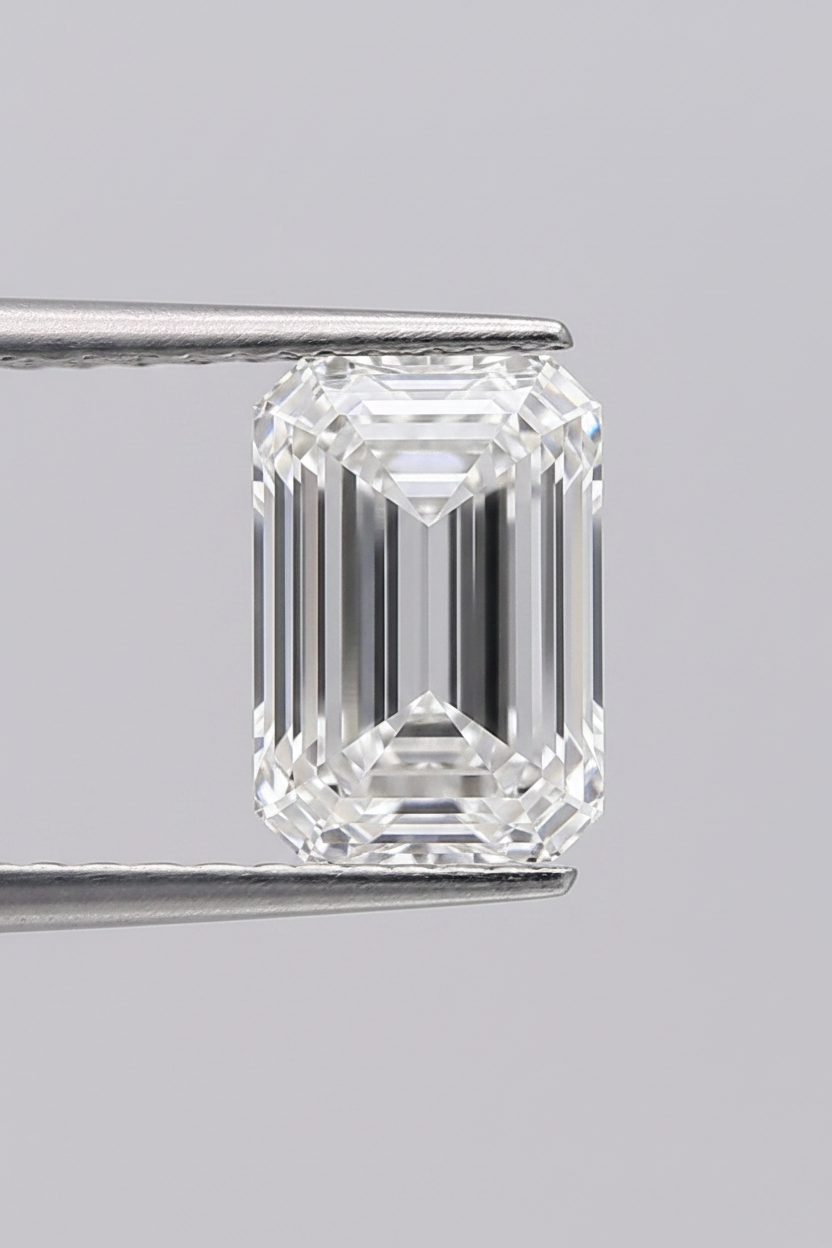 8.13 Carat Emerald Cut Lab Grown Diamond, VVS2/F