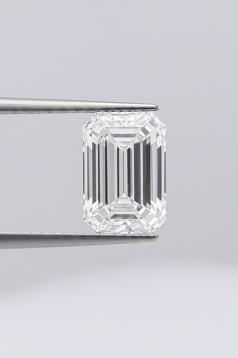 8.09 Carat Emerald Cut Lab Grown Diamond, VVS2/F