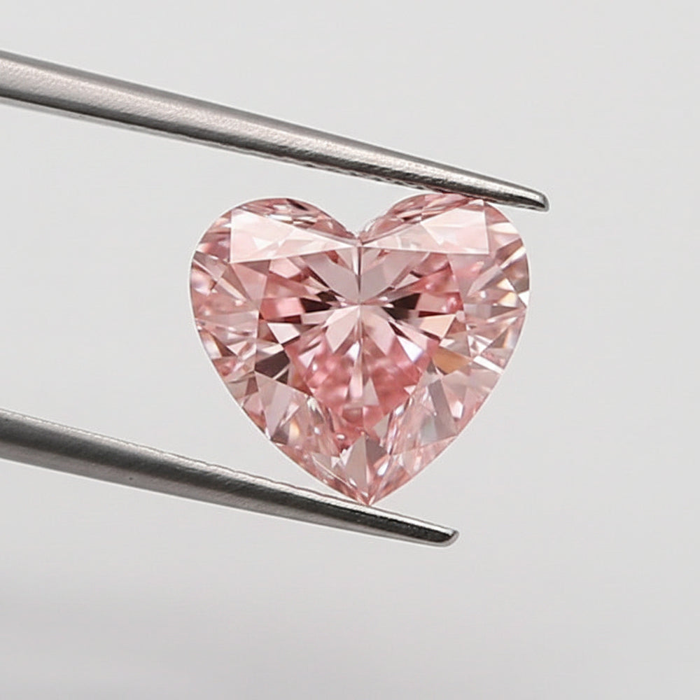 1.00 Carat Heart Cut Lab Grown Diamond VVS2 Fancy Intense Pink IGI Certified
